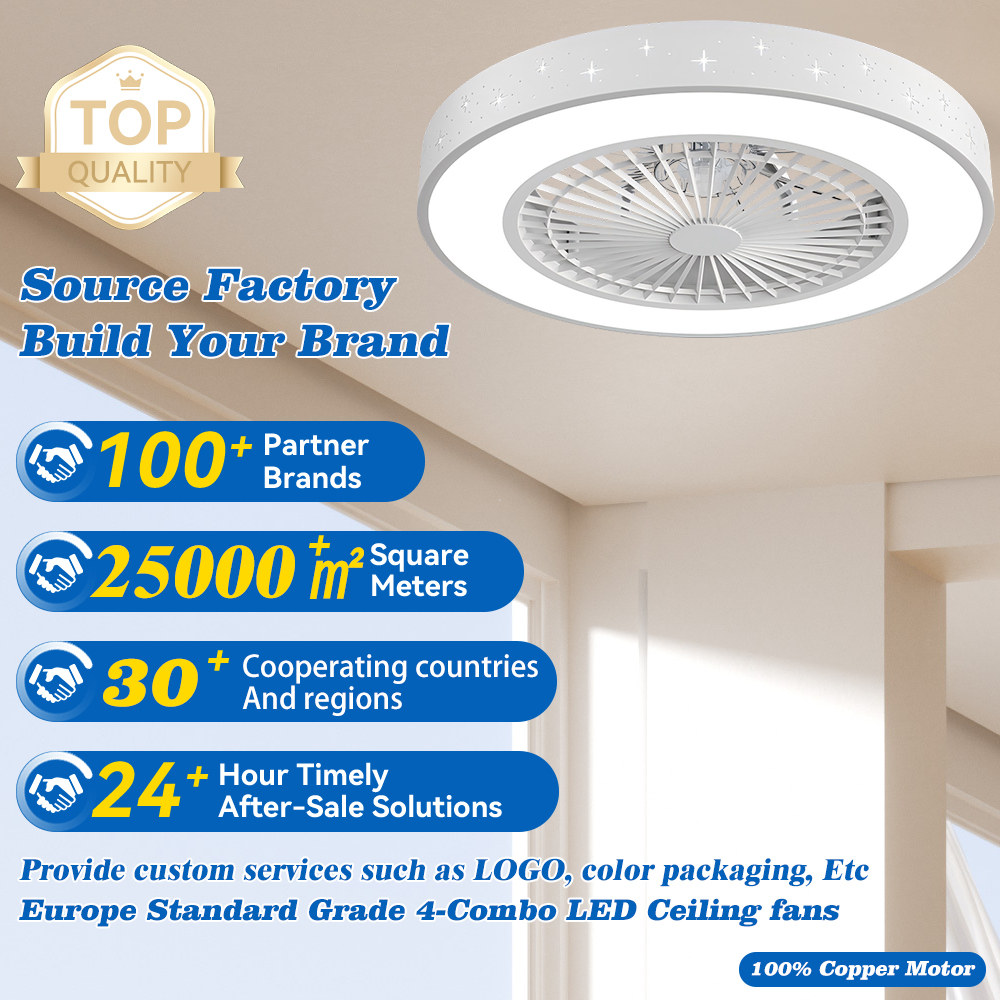 2026 Modern Home Bedroom Fast Installation Decoration Use Plastic Blades 100% Pure Copper DC Motor LED Ceiling Fan with Light