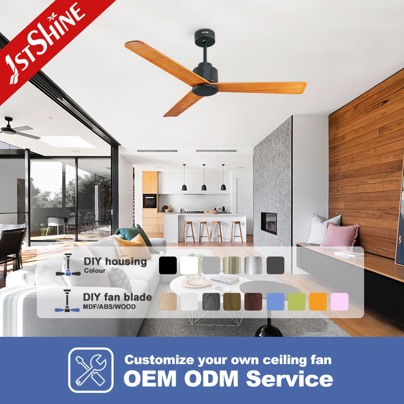 1stshine Ceiling Fan Smart Large Airflow Vietnam Woundless Bent Wood Walnut Wood Blades Ceiling Fan