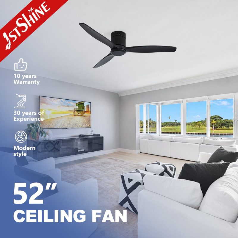 1stshine Ceiling Fan 52" Walnut Blades Matte Finish Flush Mount Design 6-Speed Remote Control Premium Wood Ceiling Fan