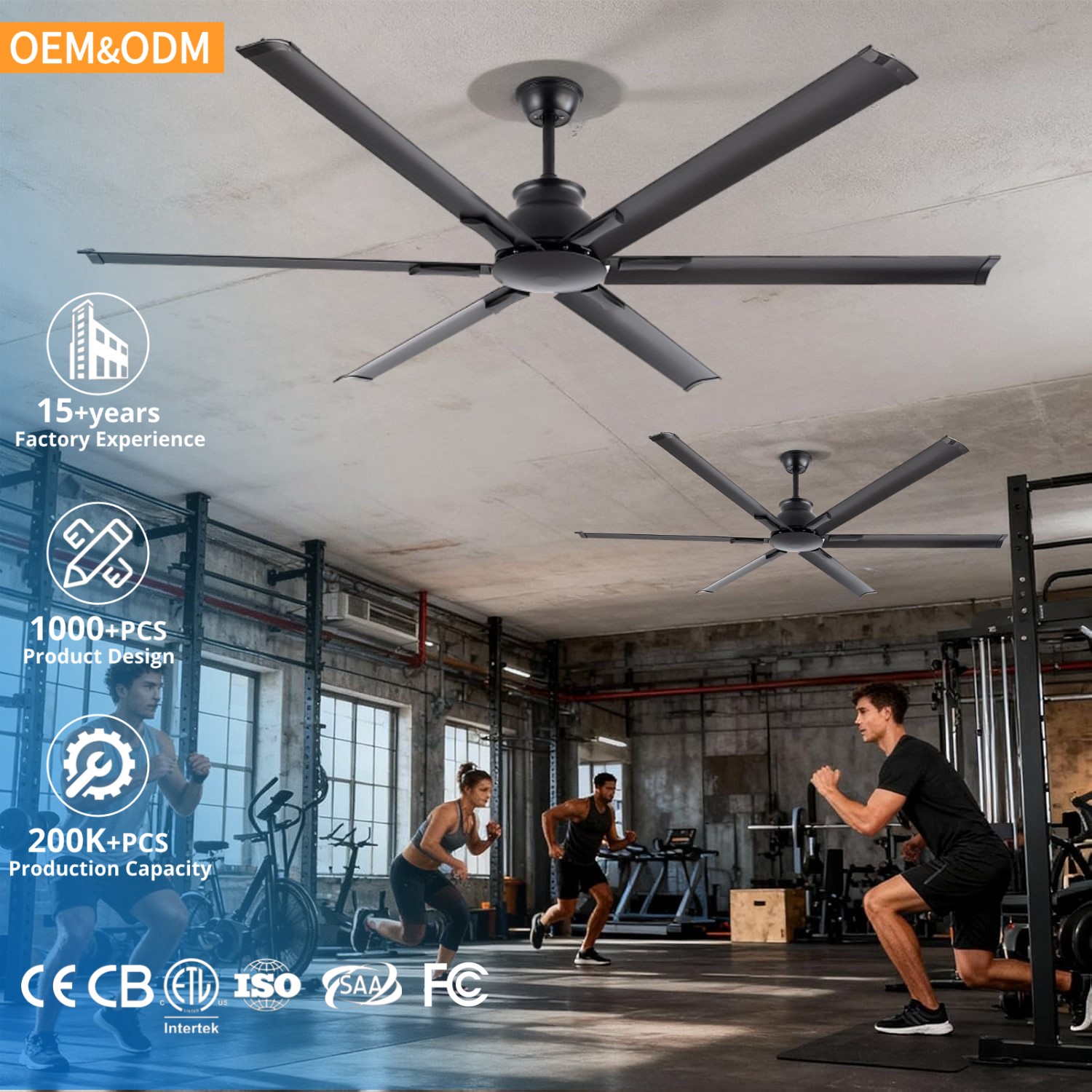 Powerful Factory 72Inch Big Fan Aluminum Blades Modern Warehouse Industrial Ceiling Fan with Remote Control