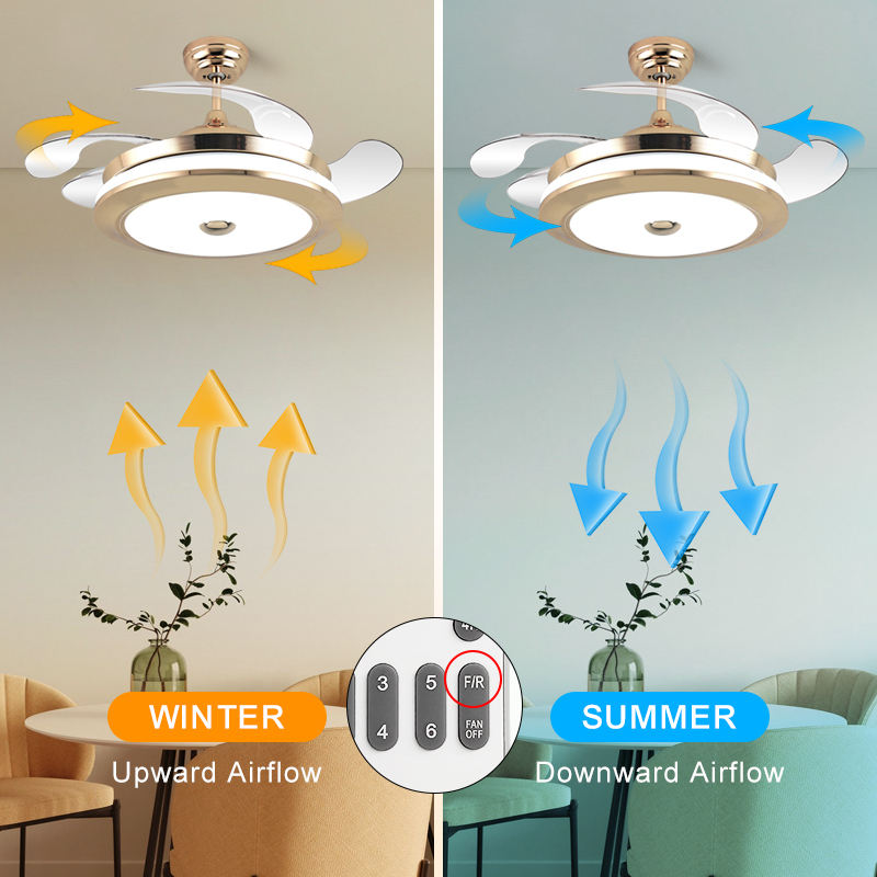 Modern 42-Inch Round LED Light Ceiling Fan with for Bluetooth Music Remote Control Reversible DC Motor for Living Room