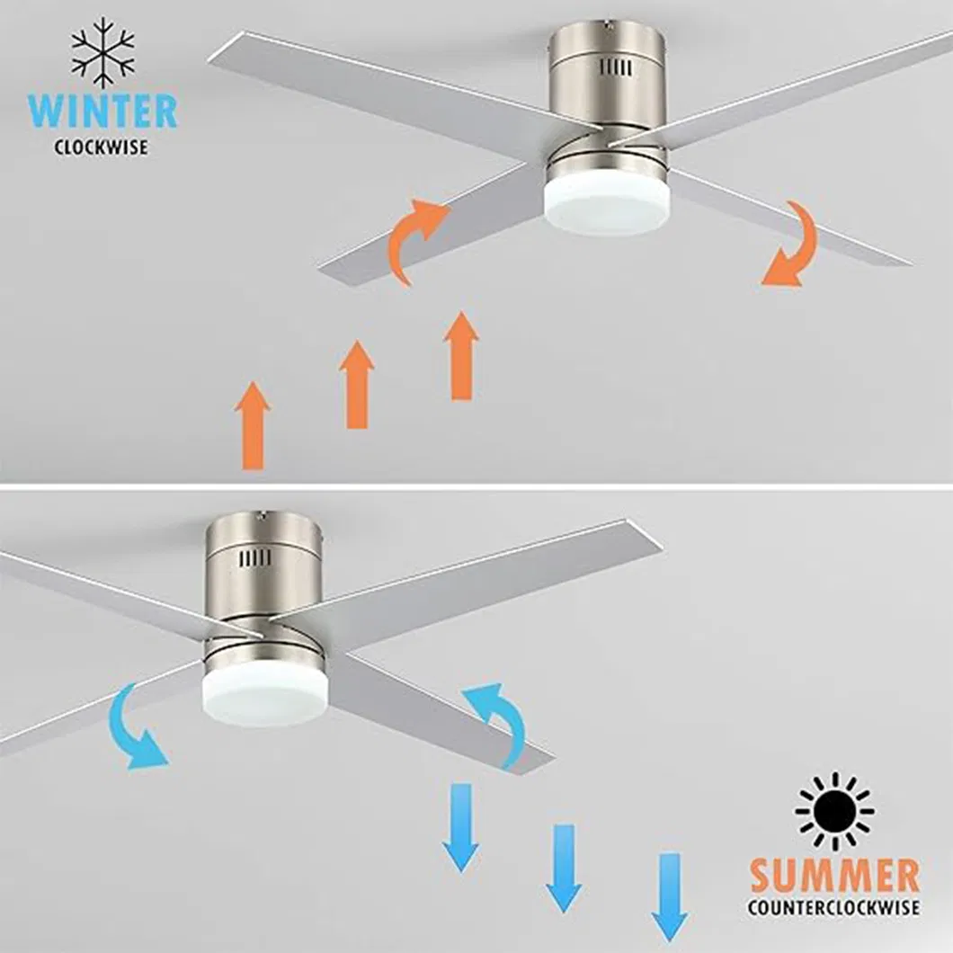 Modern LED Fan Lighting Remote Control Copper Motor Silver Ceiling Fan with Light