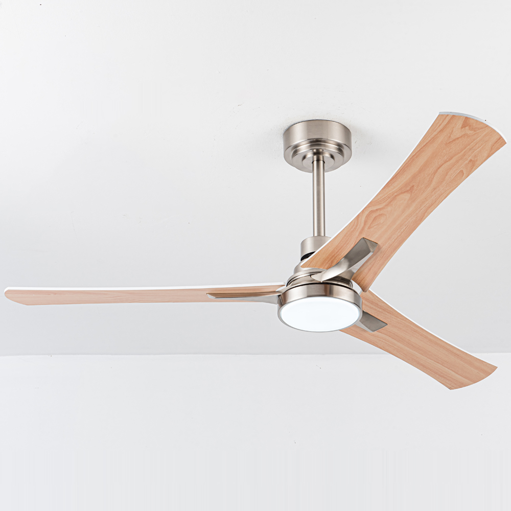Nordic Style Intelligent Remote Control Double Side Plywood Blade Ventilador De Techo Con Luz Ceiling Fan With LED Light