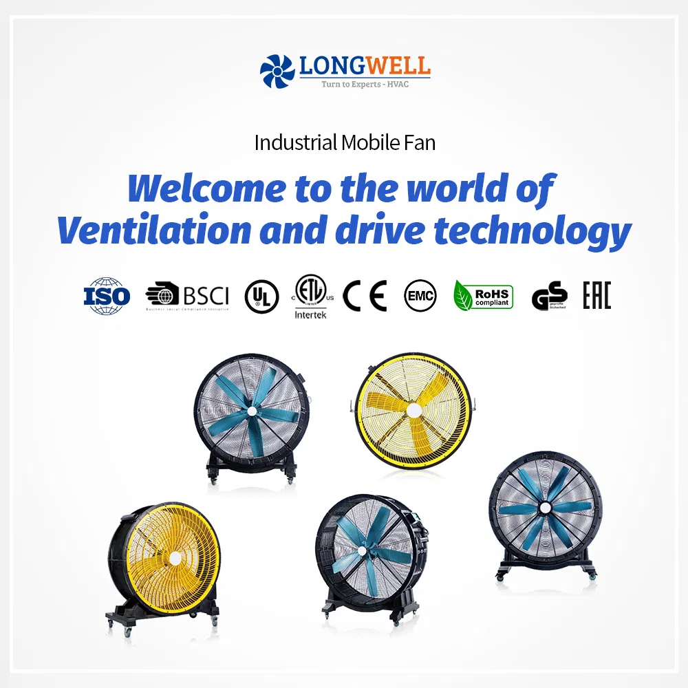 Industrial Drum Fan Ventilation Ceiling Fans Alternative Mobile Floor Fan on Wheels for Large Areas
