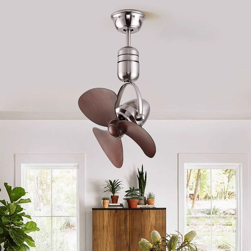 New Retro Mini Shaking Head Battery Powered Plastic Ceiling Fan DC Motor Low Noise Remote Timer Energy Efficient Class A+++ 12 3