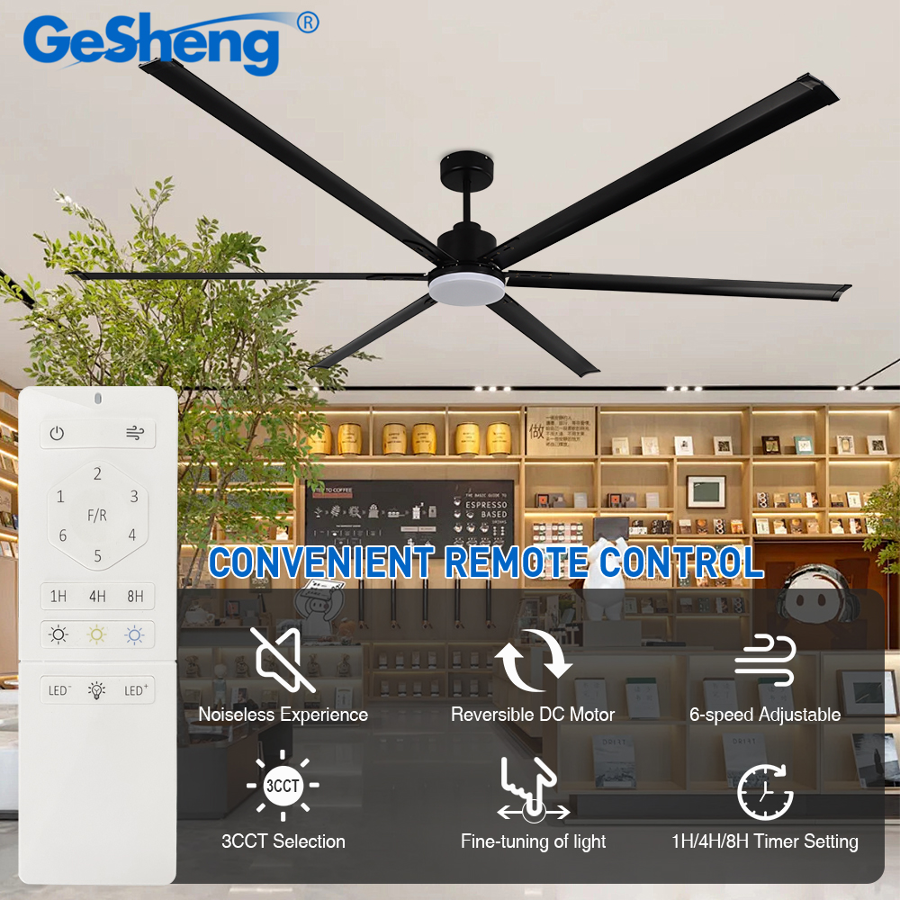 72 84 100 120 144 Inch Industrial Large Ceiling Fan with 6 Aluminum Blades DC Motor Remote Control Ceiling Fan