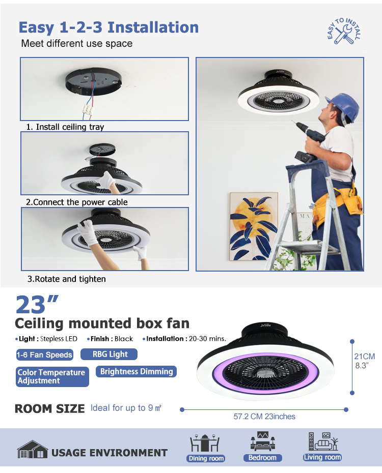 Led Ceiling Fan Fancy 23 Inches RGB Lighting Party Indoor Ceiling Fan With LED Light