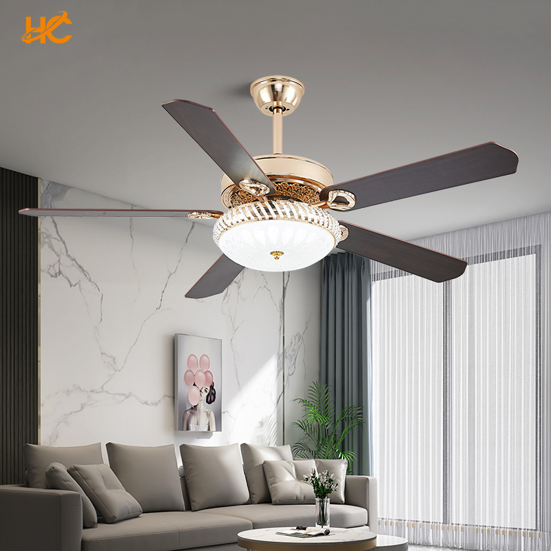 Low Profile Outdoor 5blades Golden DC Motor Silent Ceiling Fan with Light