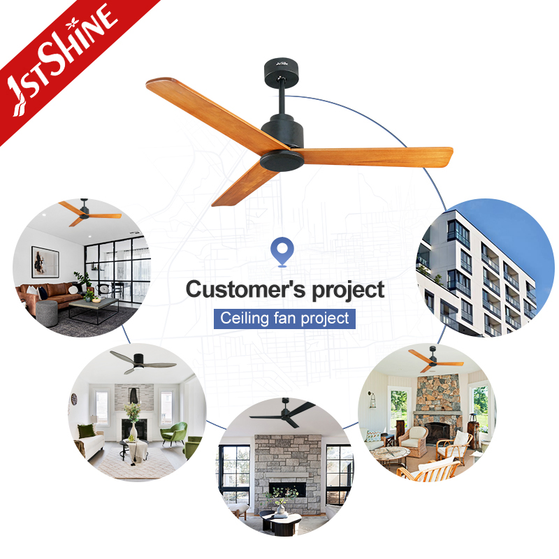 1stshine Ceiling Fan Smart Large Airflow Vietnam Woundless Bent Wood Walnut Wood Blades Ceiling Fan