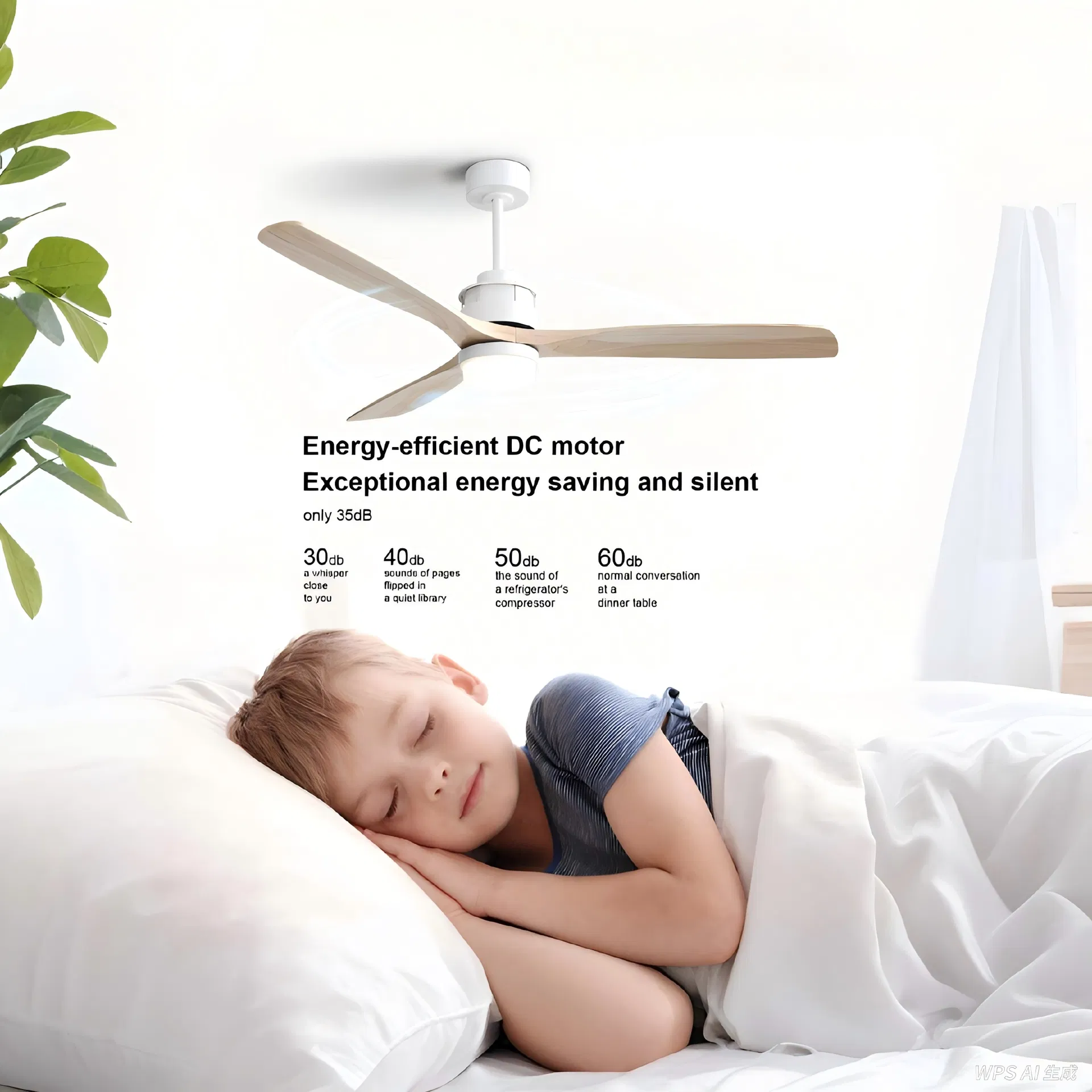 Smart Modern Ceiling Fan 52 Inch 5 Blade Powerful Fan with Remote Control