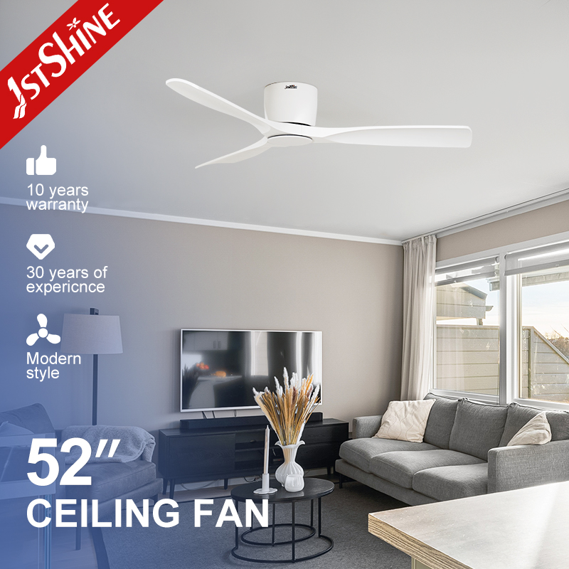 1stshine Ceiling Fan Flush Mounted BLDC Motor Low Energy Space Saving White Ceiling Fan Without Light