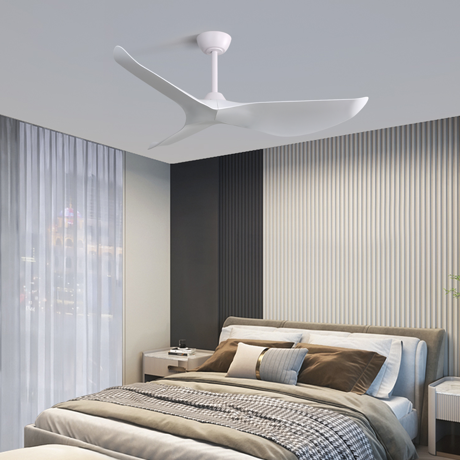 USA in Stock Indoor 52 Inch Reversible Bldc Motor Decorative Wood Ceiling Fan With Remote Control