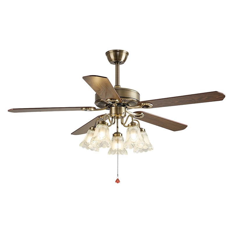 52 Inch Ceiling Fan with Pull-Chain and Three LED Light Bulbs Base, Traditional 3-Speeds Reversible Blades Ceiling Fan (Antique)