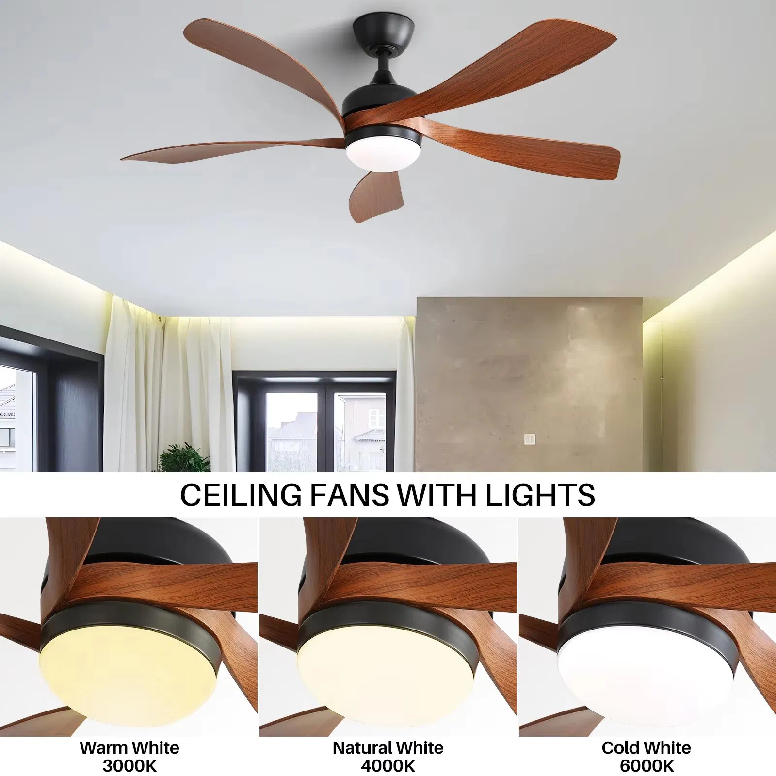 USA Stock 52inch Chandelier Fan Decorative Indoor Outdoor Ceiling Fan with LED Light and Remote Control