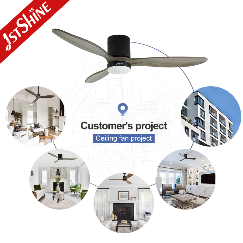 1stshine Noiseless Dimmable Flush Mount Solid Wood Fan Light Tricolor Ceiling Fan Light with Remote Control