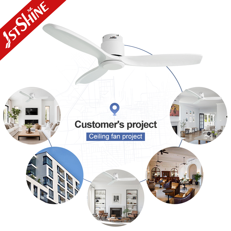 1stshine Minimalist Flush Mount Modern Latest Designer DC Solid Wood Metal 3 Blades Ceiling Fan