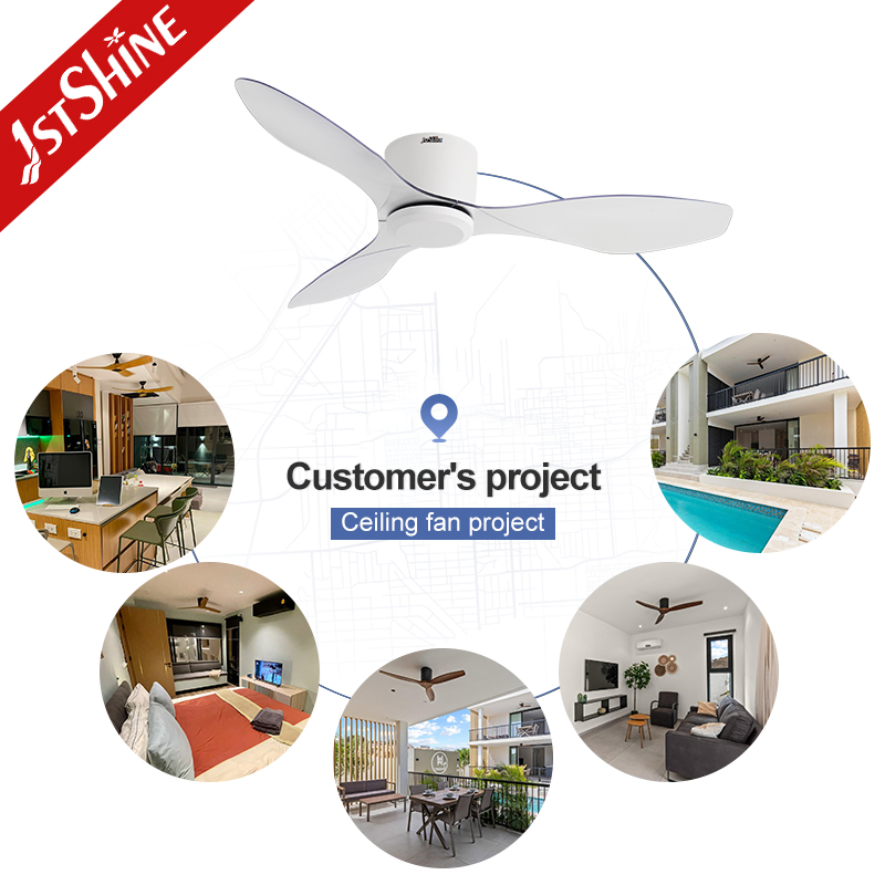 1stshine Ceiling Fan Transparent Blade DC Motor Flush Mount ABS Ceiling Fan 2in1 Lighting