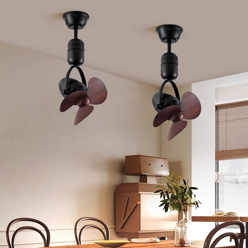 New Retro Mini Shaking Head Battery Powered Plastic Ceiling Fan DC Motor Low Noise Remote Timer Energy Efficient Class A+++ 12 3