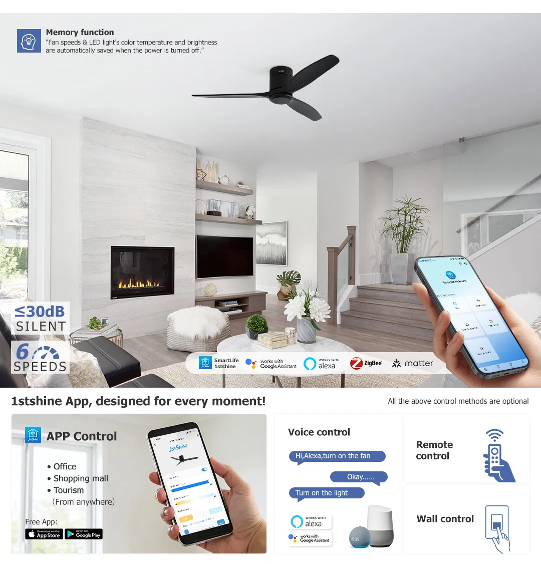 Premium Wood Ceiling Fan Application and Setup Options
