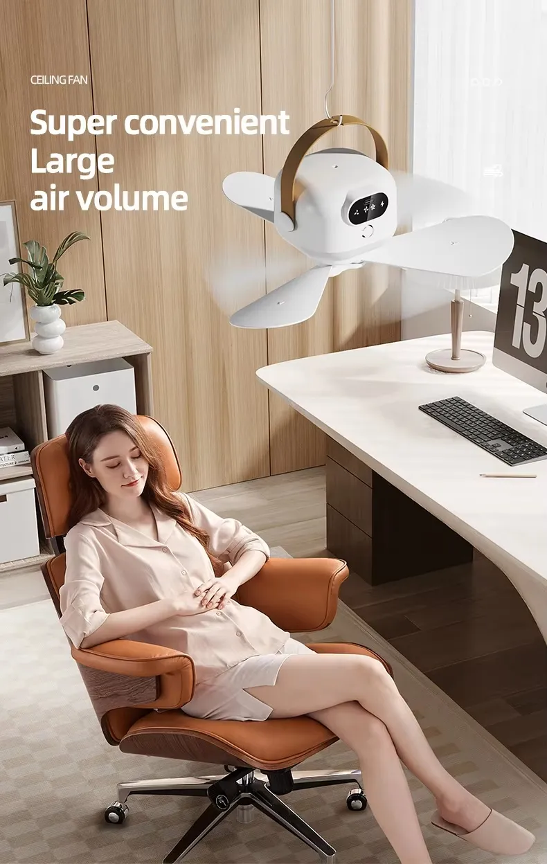 Portable LED Ceiling Fan with Light USB Charging & Remote Control for RV Hotel & Car for Outdoor Camping
