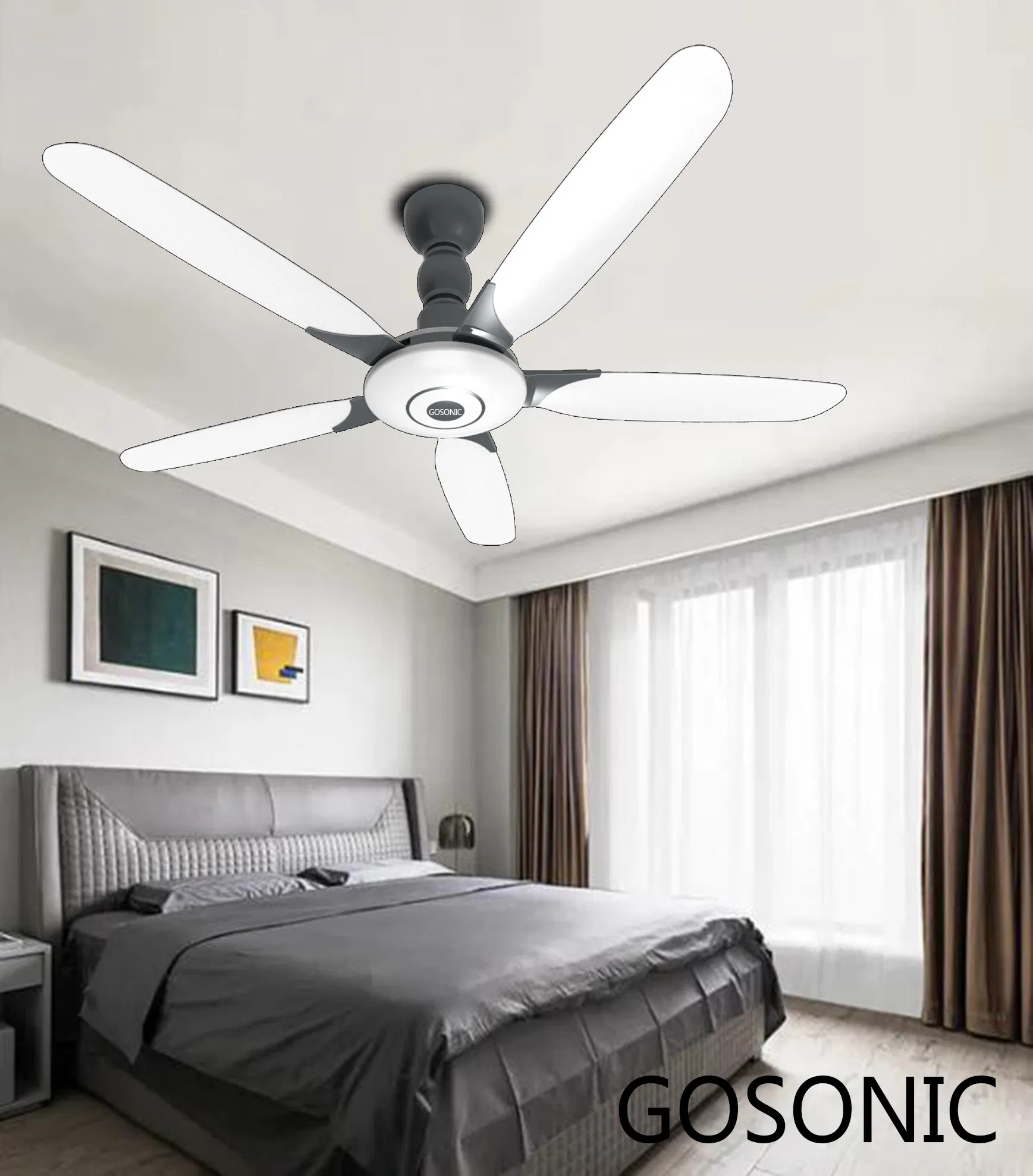 56 Inch 12V DC Energy Saving Solar Ceiling Fan with Remote Control DC-CF07