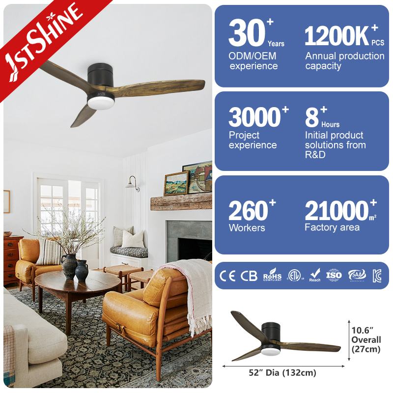 1stshine Ceiling Fan Flush Mount Low Ceiling Smart APP Control Ceiling Fan with Light