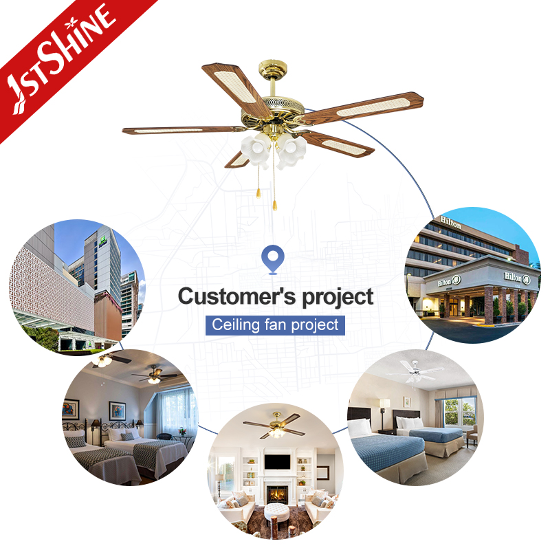 1stshine Ceiling Fan 100% Copper Motor for Hotel 52 Inches Mdf Blade Fancy Decorative AC Lower Floor Ceiling Fan