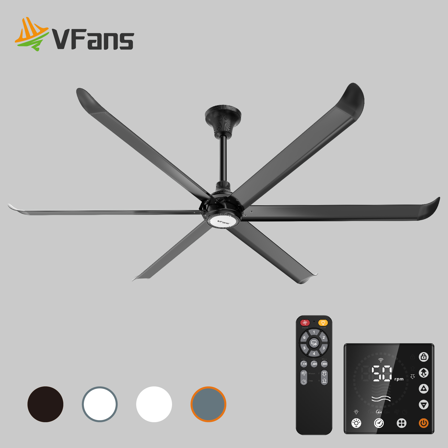 VFans Factory Prices Industrial Large Ceiling Fan with 6 Aluminum Blades DC Motor Ceiling Fan with Remote Control