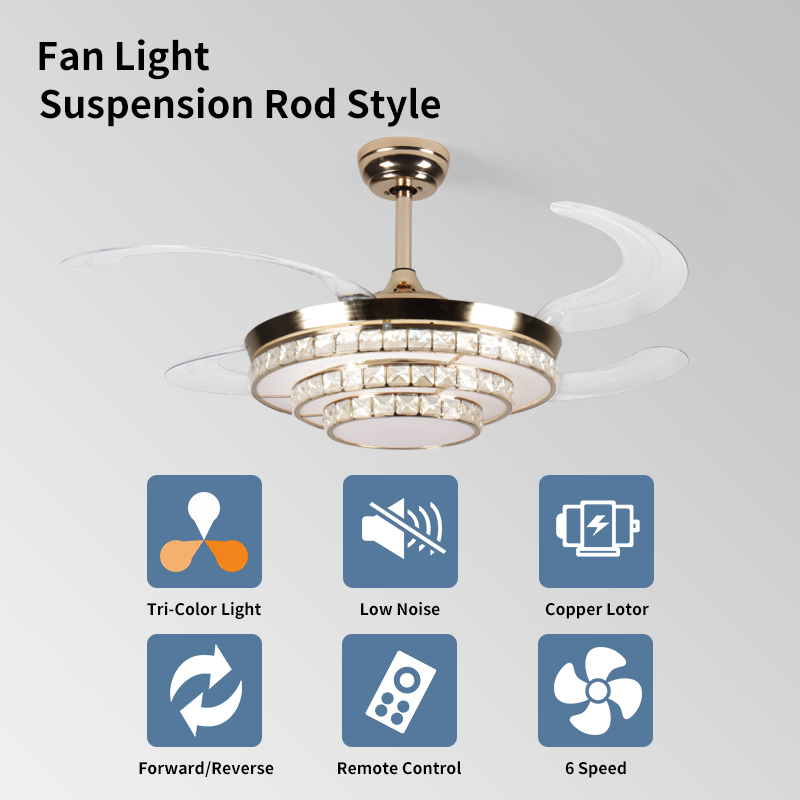 Modern 42-Inch Ceiling Fan with Energy-Efficient LED Lighting