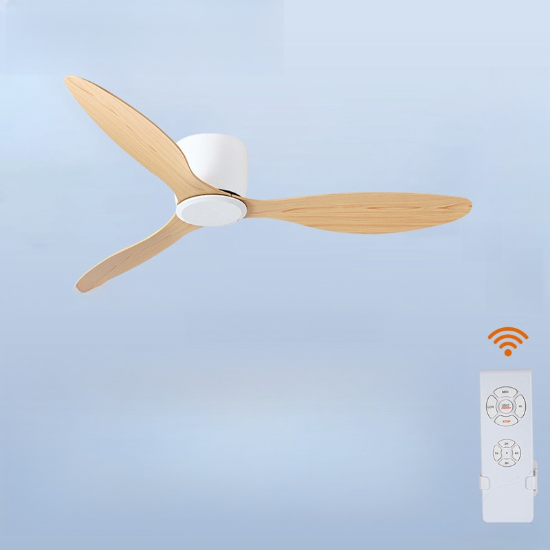 52 Inch Ceiling Fans with Lights Remote Control Modern Low Profile Ceiling Fan with Quiet Reversible AC DC Motor for Bedroom Living Room and Patio White