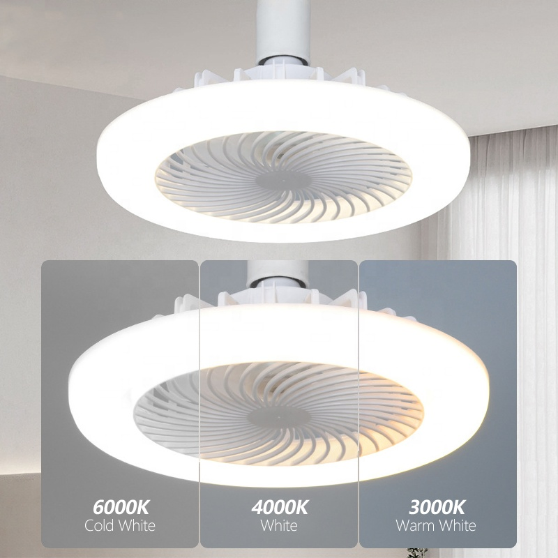 Ceiling Fans with Remote Control and Light LED Lamp Fan E27 Converter Base Smart Silent Ceiling Fans for Bedroom Living Room