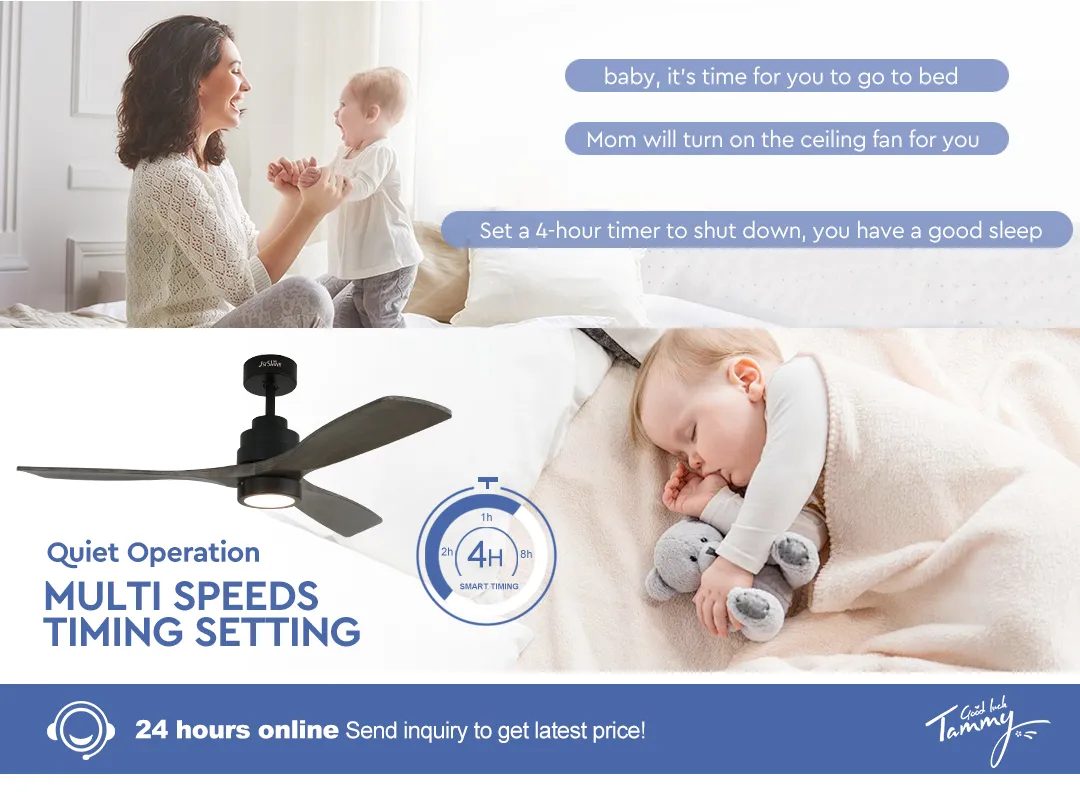 Ceiling Fan with Lamp Energy Saving DC Motor 3 Wood Blades Cooling LED Ceiling Fan Light