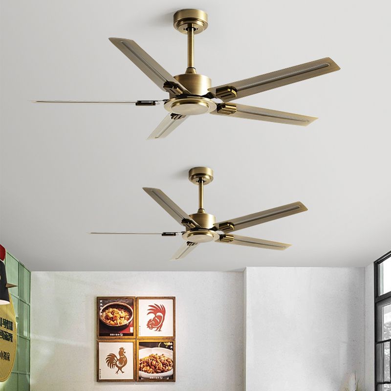 New Industrial Design LED Ceiling Fan Pure Copper Motor Low Noise Remote Control 6-Speed High-End Living Room Dimmable High CRI