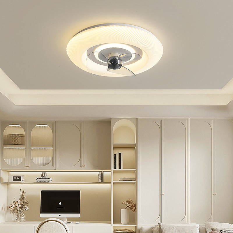 Modern LED Flush Mount Ceiling Fan with Smart Control