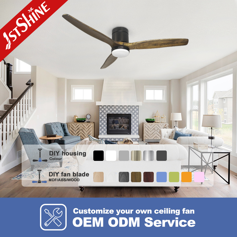 1stshine Ceiling Fan Flush Mount Low Ceiling Smart APP Control Ceiling Fan with Light