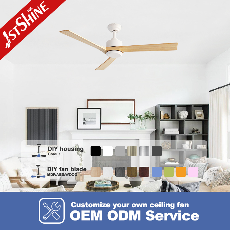 1stshine Ceiling Fan 52 Inches Wooden Blades Energy Saving Adjustable 6 Speeds Soft Wind Smart Ceiling Fan with Remote