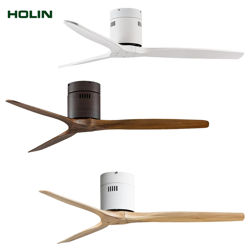 Tuya Control Modern Simple Wooden Ceiling Fan Without Lamp Fan Bedroom Fashion Decorate With Solid Wood 52 Inch Ceiling Fans