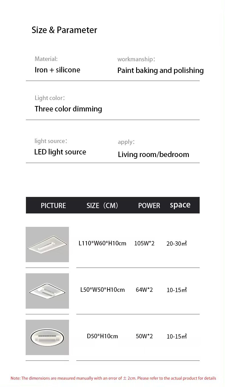 Product dimensions parameters