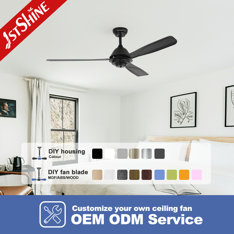 1stshine Ceiling Fan 6 Speeds High Quality Remote Control 3 Black Metal Blades Ceiling Fan