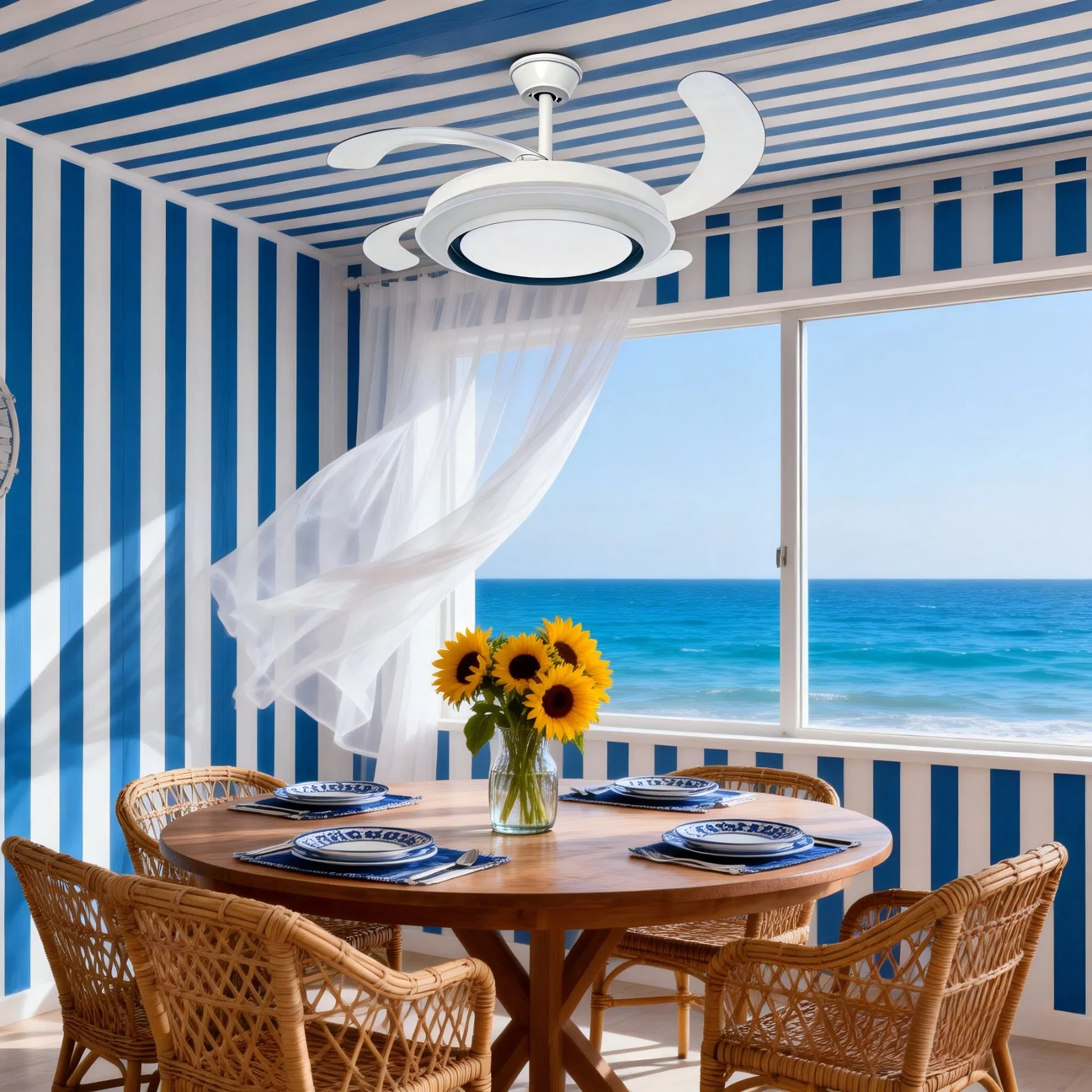 Smart/Restaurant/Modern/Household Ceiling Cooling Fan Lamp/Invisible Large/Circulation Fan with/Remote/Control/42inch