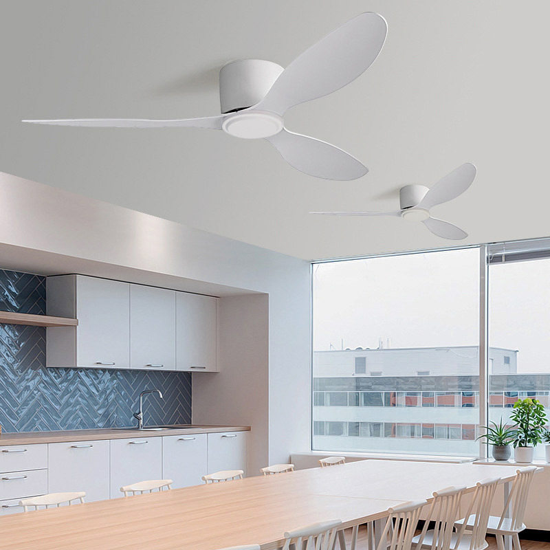 52 Inch Ceiling Fans with Lights, Black Low Profile Ceiling Fan with Remote Control and APP, Double-Sided Fan Blades, 3CCT Dimmable LED, Noiseless, Flush Mount