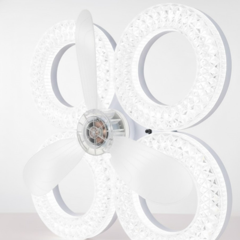 Modern Crystal Flush Mount Ceiling Fan with Quiet Dimmable LED Light