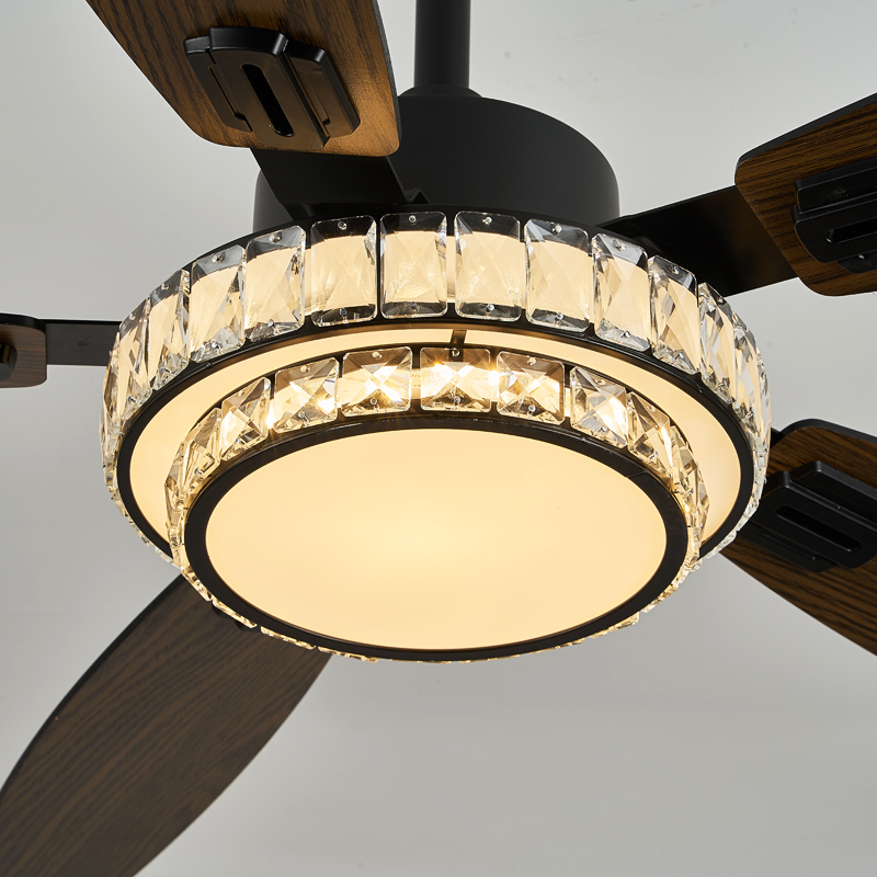 Splint Blade 52 Inch Variable Frequency Fan Light 5 Blades 45w Dc Intelligent Remote Control Ceiling Fan With Light Home