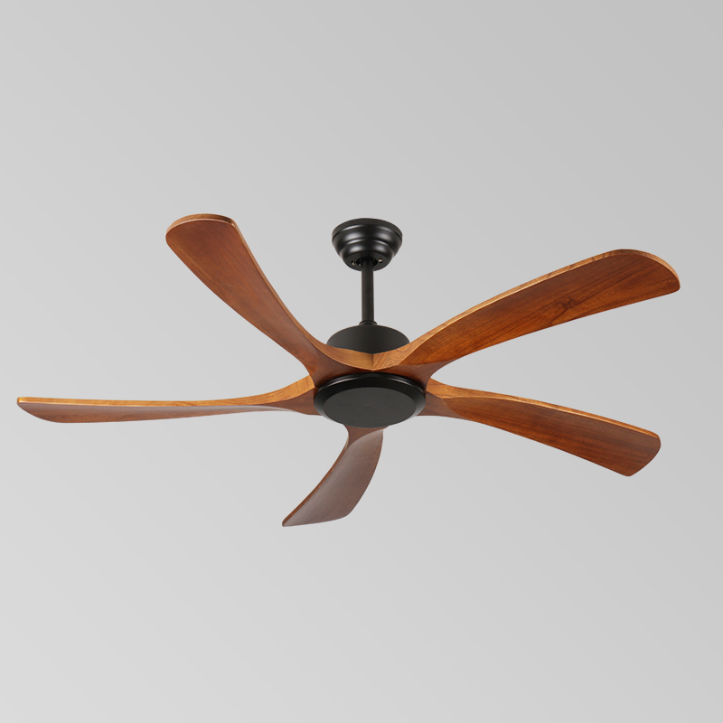 Solid Wood Ceiling Fan Without Lights Flush Mount Remote Control, Wood Blades Modern Outdoor Ceiling Fans No Light for Bedroom