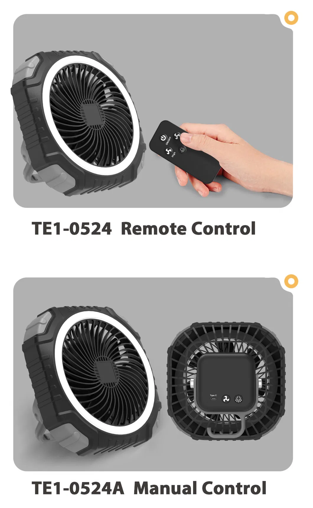 Rechargeable Mini Table Ceiling Outdoor Battery Powered Hanging Fan for Traveling Camping Tent with LED Light