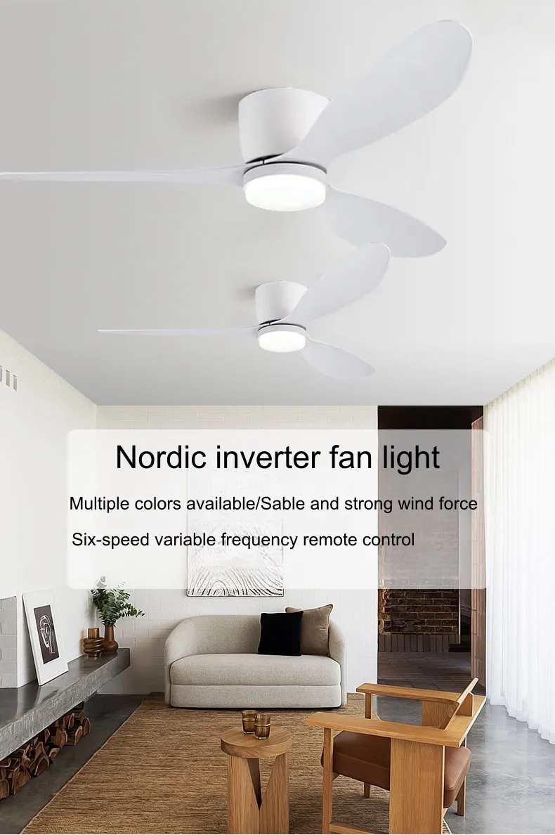 52 Inch Ceiling Fans with Lights Remote Control Modern Low Profile Ceiling Fan