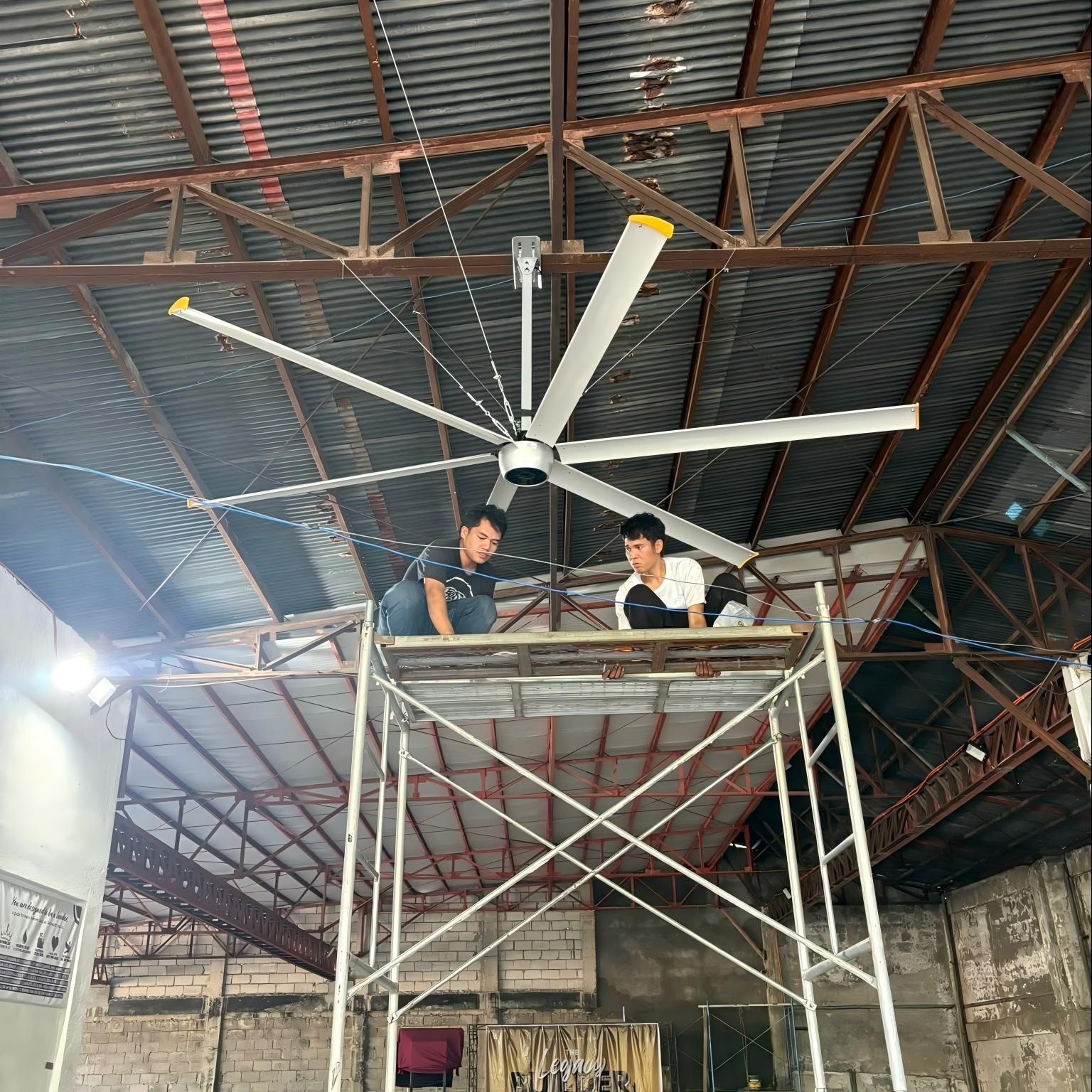 14ft 4.2m High Volume Low Speed Industrial HVLS Fan With Aerometal Blades BLDC Ceiling Fan