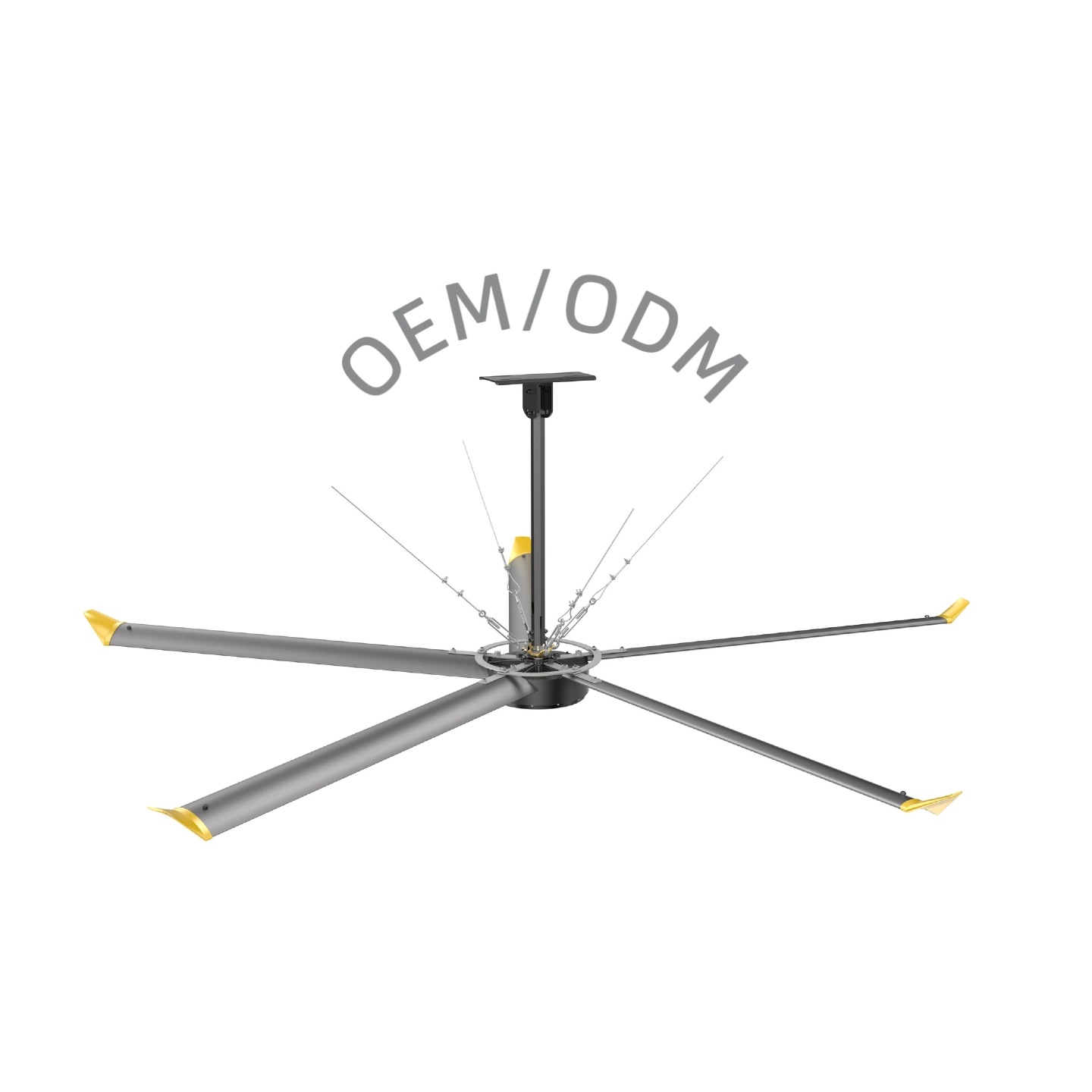 Low speed high volume HVLS industrial ceiling fan for efficient airflow and worker comfort