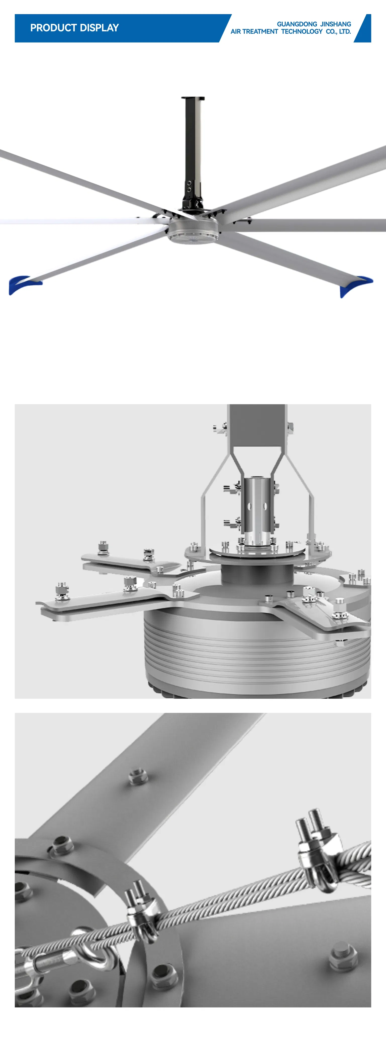 Natural Airflow 3-7.3m Permanent Magnet Industrial Hvls Direct Drive Ceiling Fan