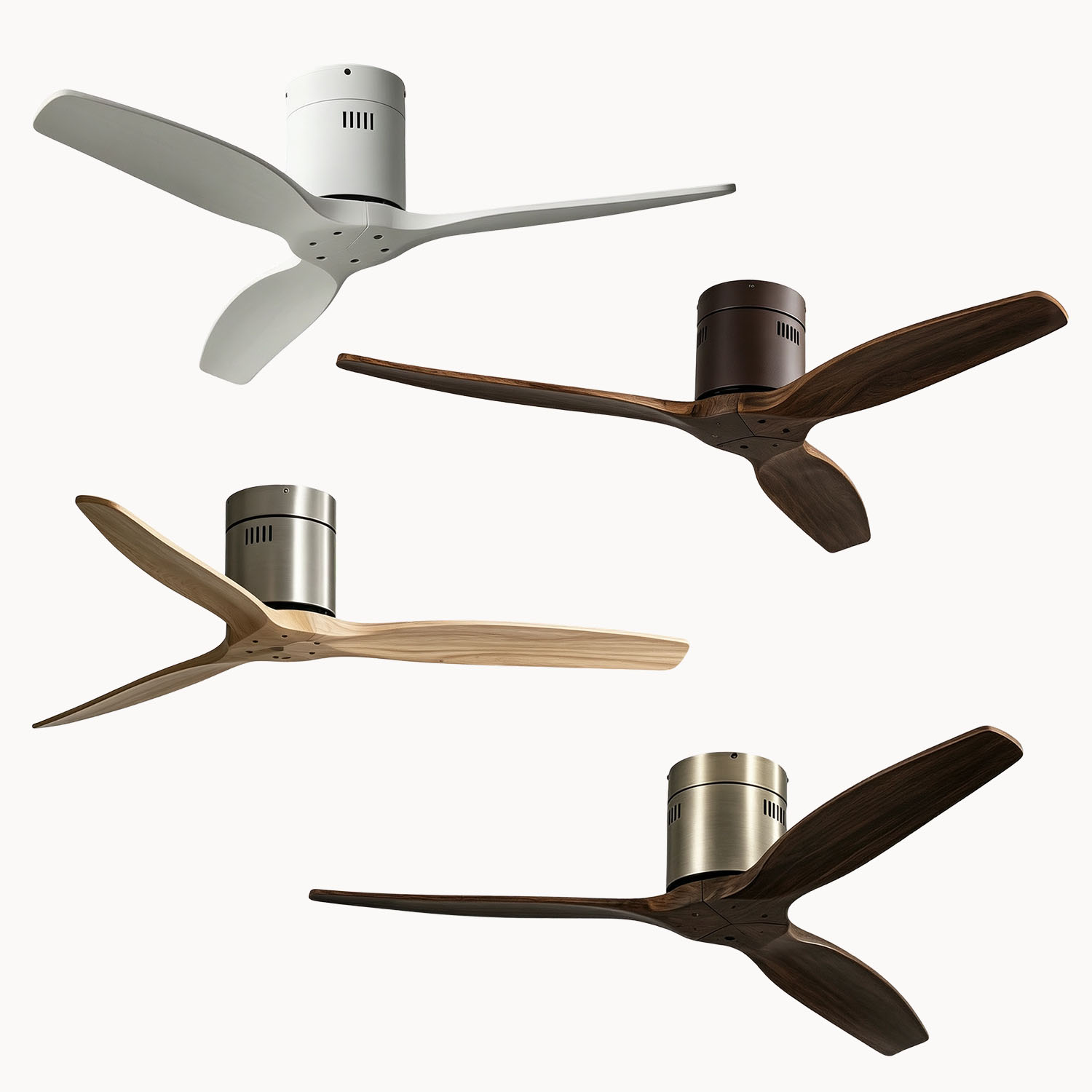 Ceiling Fans 52 Inch Solid Wood Ceiling Fan With Remote Control Silent DC Motor 6 Speed Reversible Modern Wood Ceiling Fan